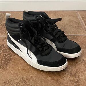 Puma Black and White High-Top Sneakers